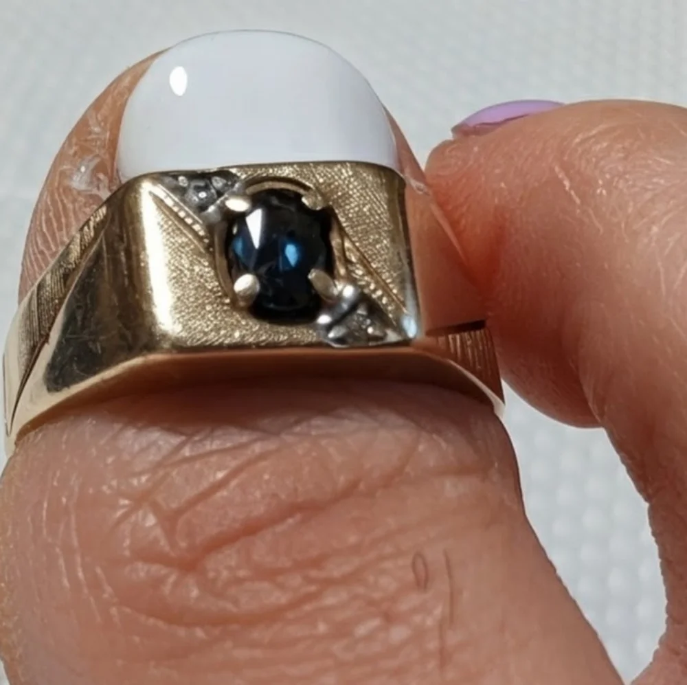 Vtg 1912 Weinman Brothers 10k sapphire solid Gold ring diamond accents  3.7g